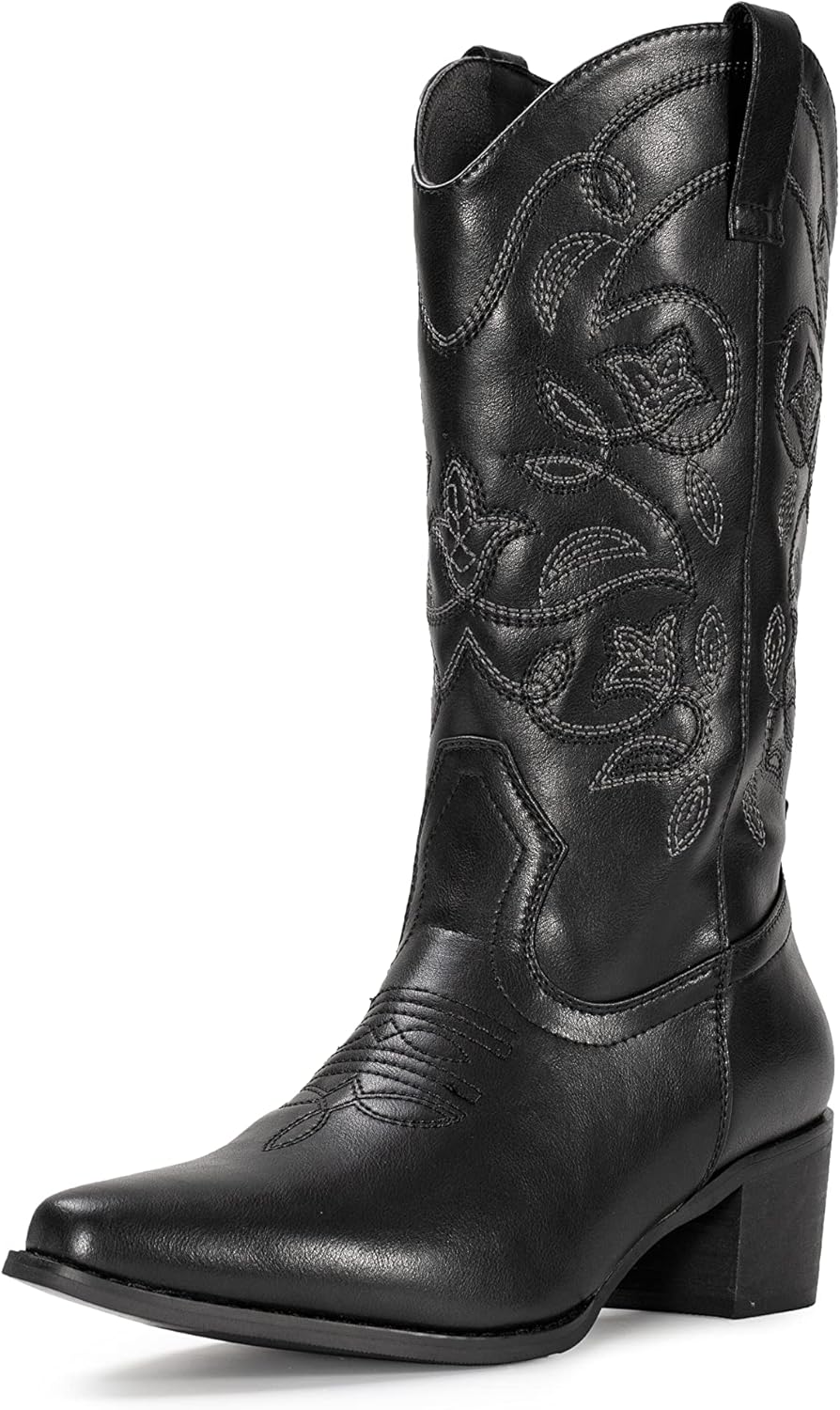 IUV Cowboy Boots for Women: Stylish Mid Calf Western Footwear