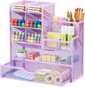 Mesh Pen Holder for Desk in Purple - Multi-Functional Organizer