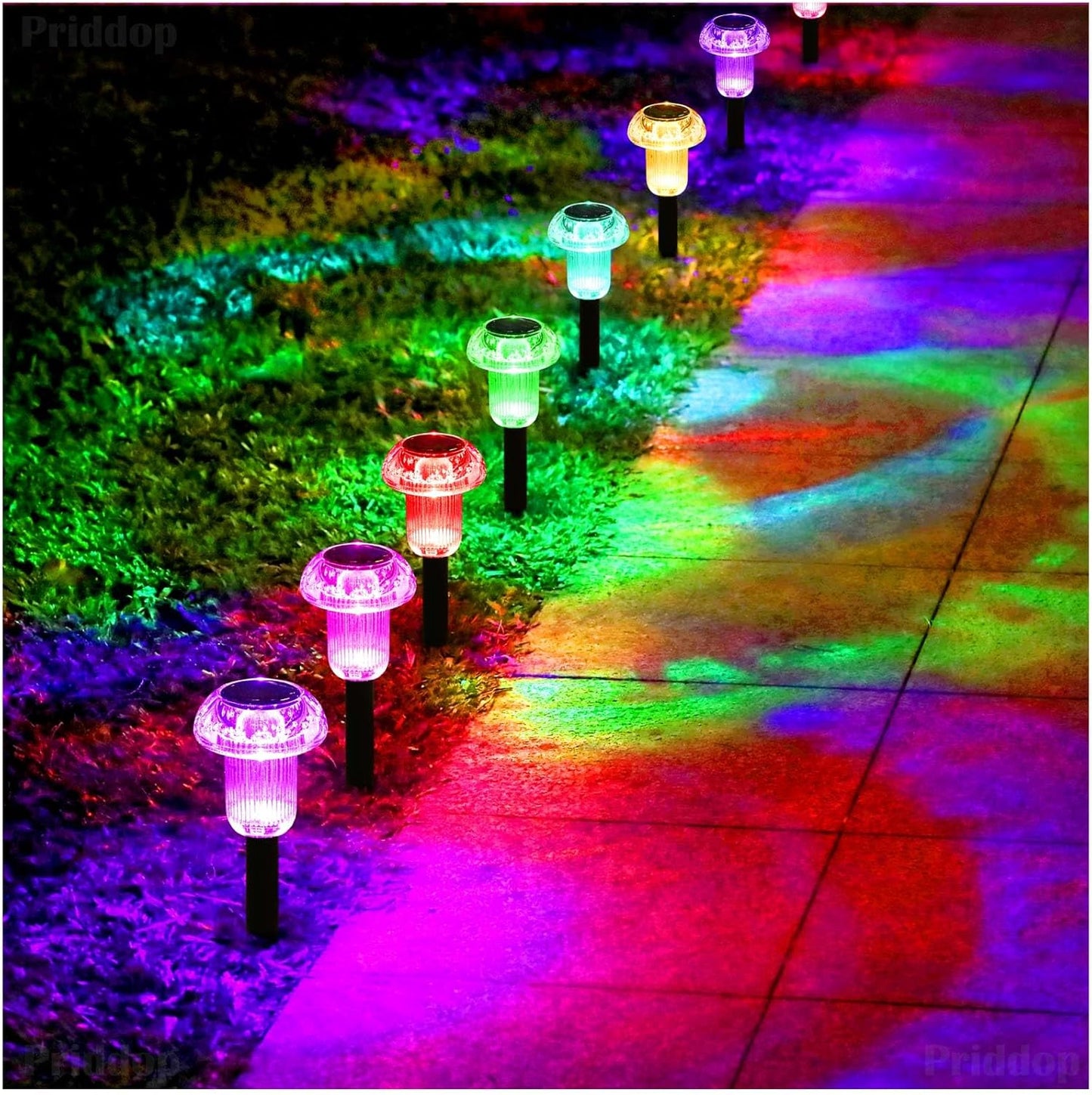Solar Lights Outdoor Pathway Waterproof 12 Pack Color Changing