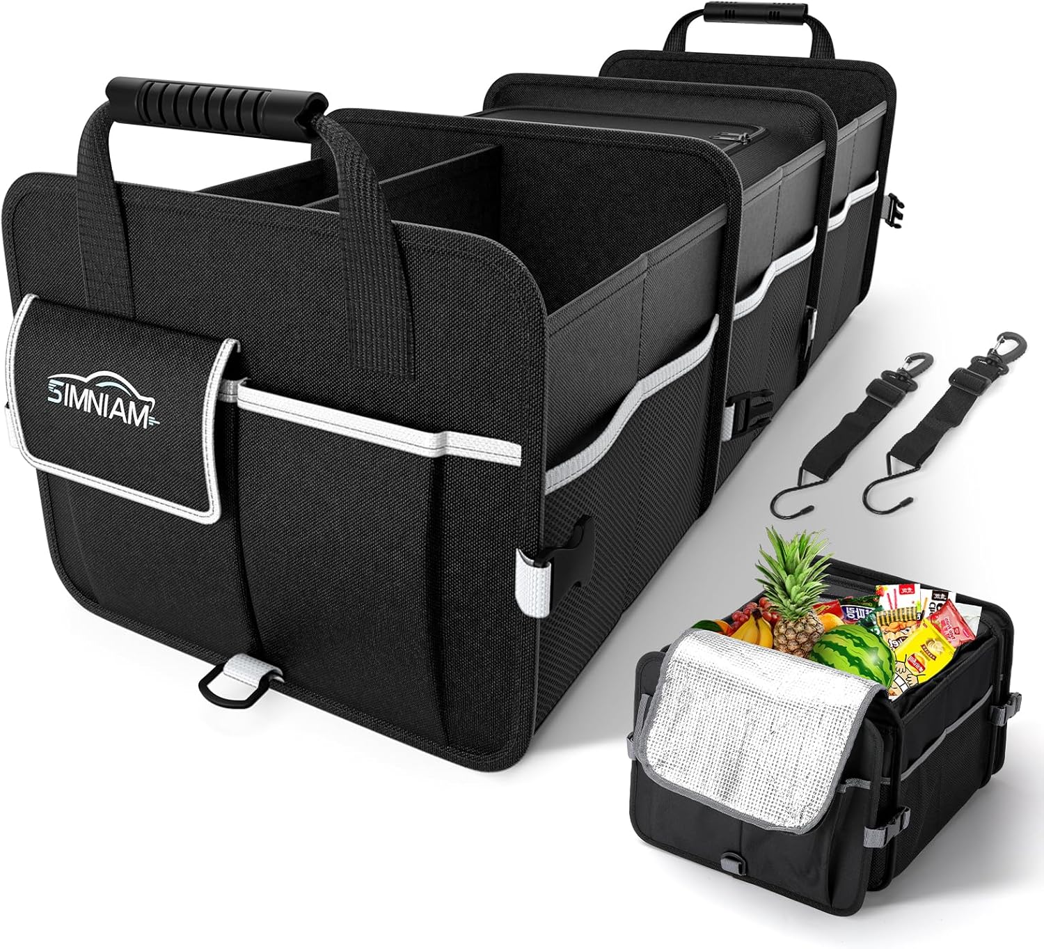 95L Large Trunk Organizer for Car with Cooler Bag - Light Gray