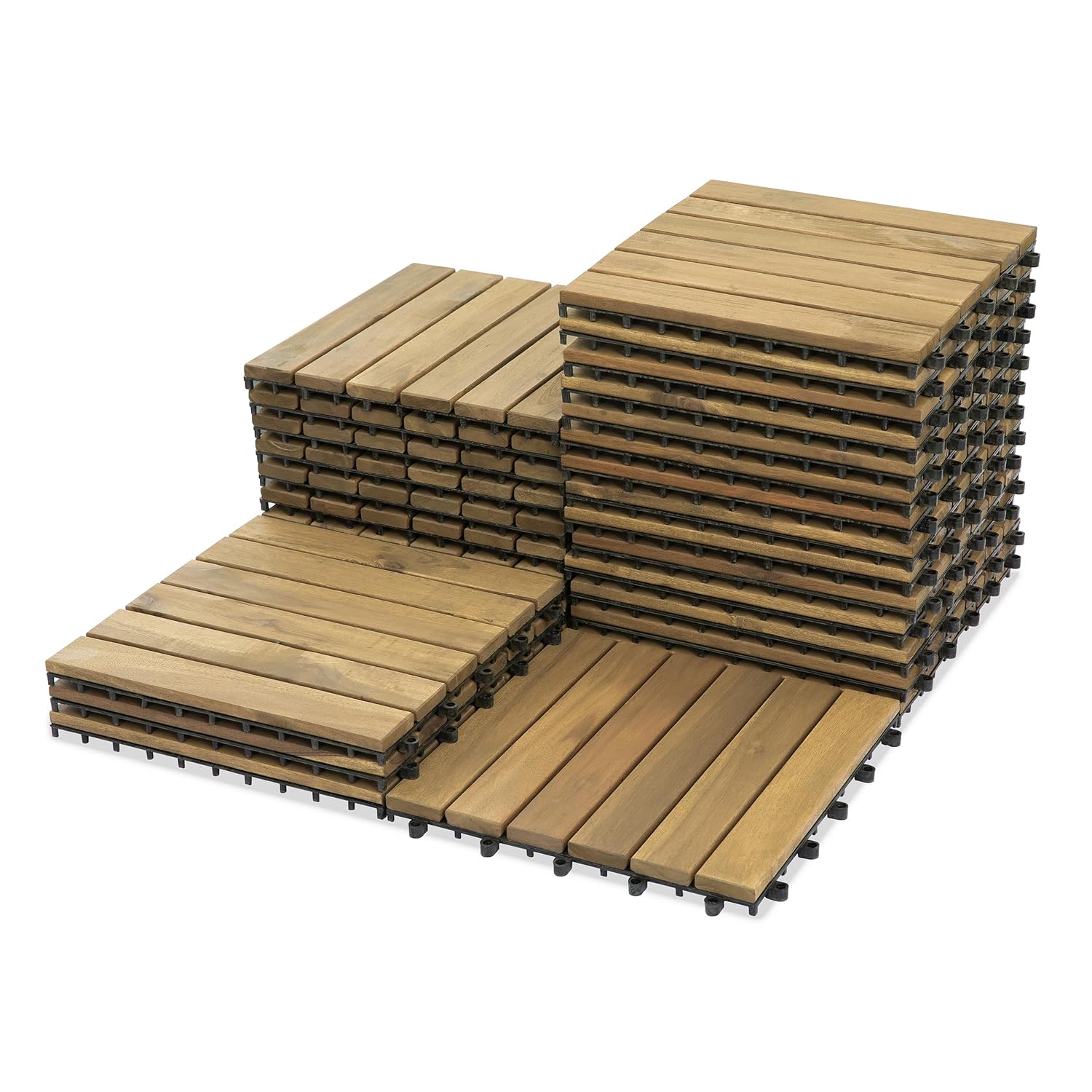 Acacia Wood Decking Tiles for Easy Interlocking Outdoor Flooring