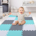 18-Square Colorful EVA Foam Play Mat - Soft Interlocking Tiles