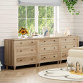 Oak Dresser with 9 Drawers - Multipurpose Mid Century Modern Dresser