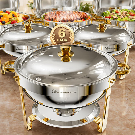 WARMOUNTS Round Chafing Dishes Set for Elegant Buffets and Events