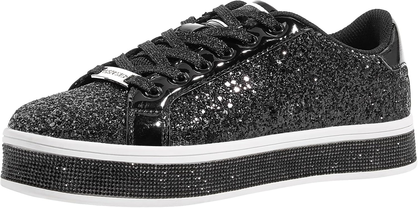 LUCKY STEP Women's Platform Glitter Sneakers for Stylish Comfort