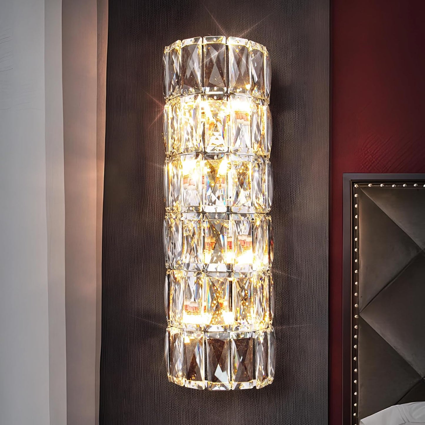Elegant Modern 6 Layer Chrome Crystal Wall Sconce for Any Room