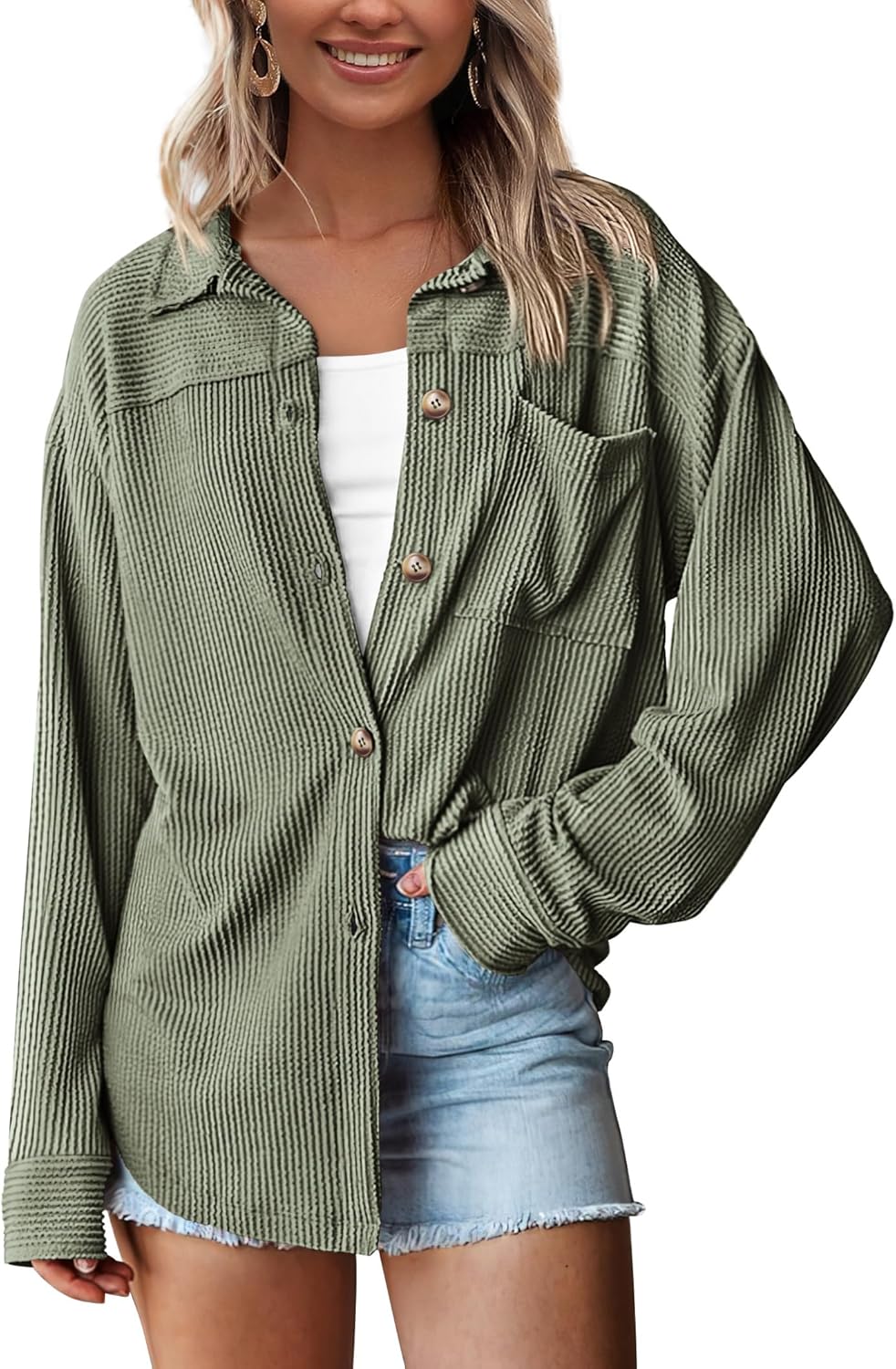 PRETTYGARDEN Women's Oversized Button Down Long Sleeve Shirts