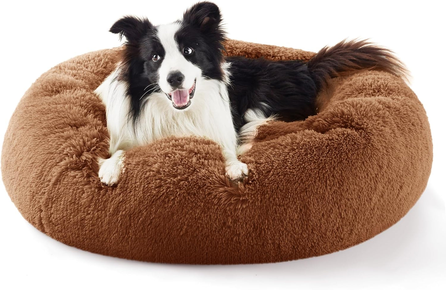 Calming Dog Bed for Large Dogs - Plush Donut Design Comfort