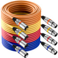 XLR Cables 25 ft 4 Pack - Colorful 3-Pin Microphone Cables