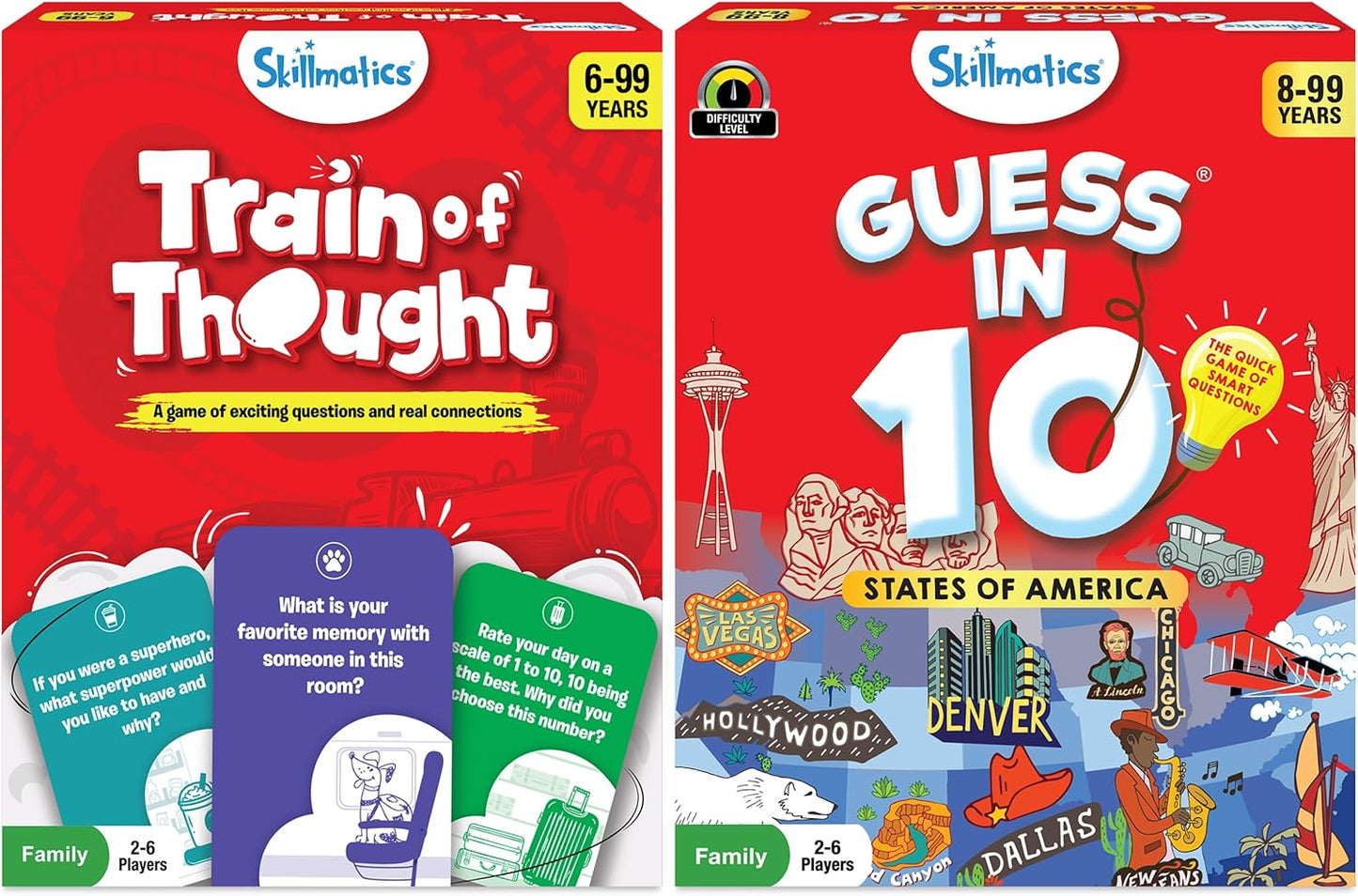 Skillmatics Train of Thought & Guess in 10 States Bundle for All