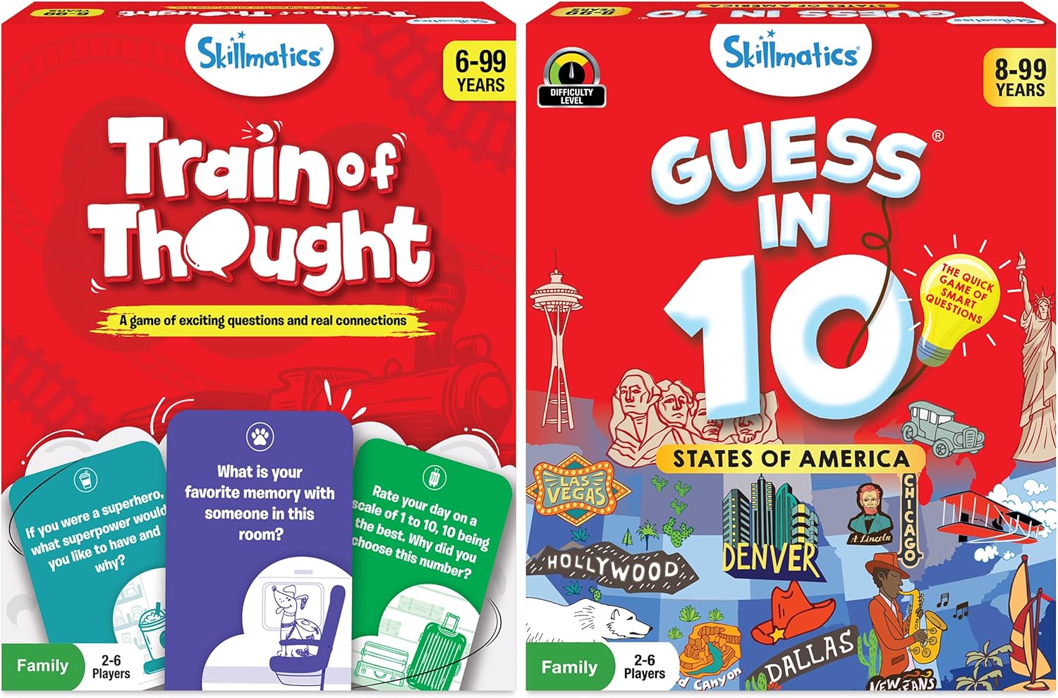 Skillmatics Train of Thought & Guess in 10 States Bundle for All