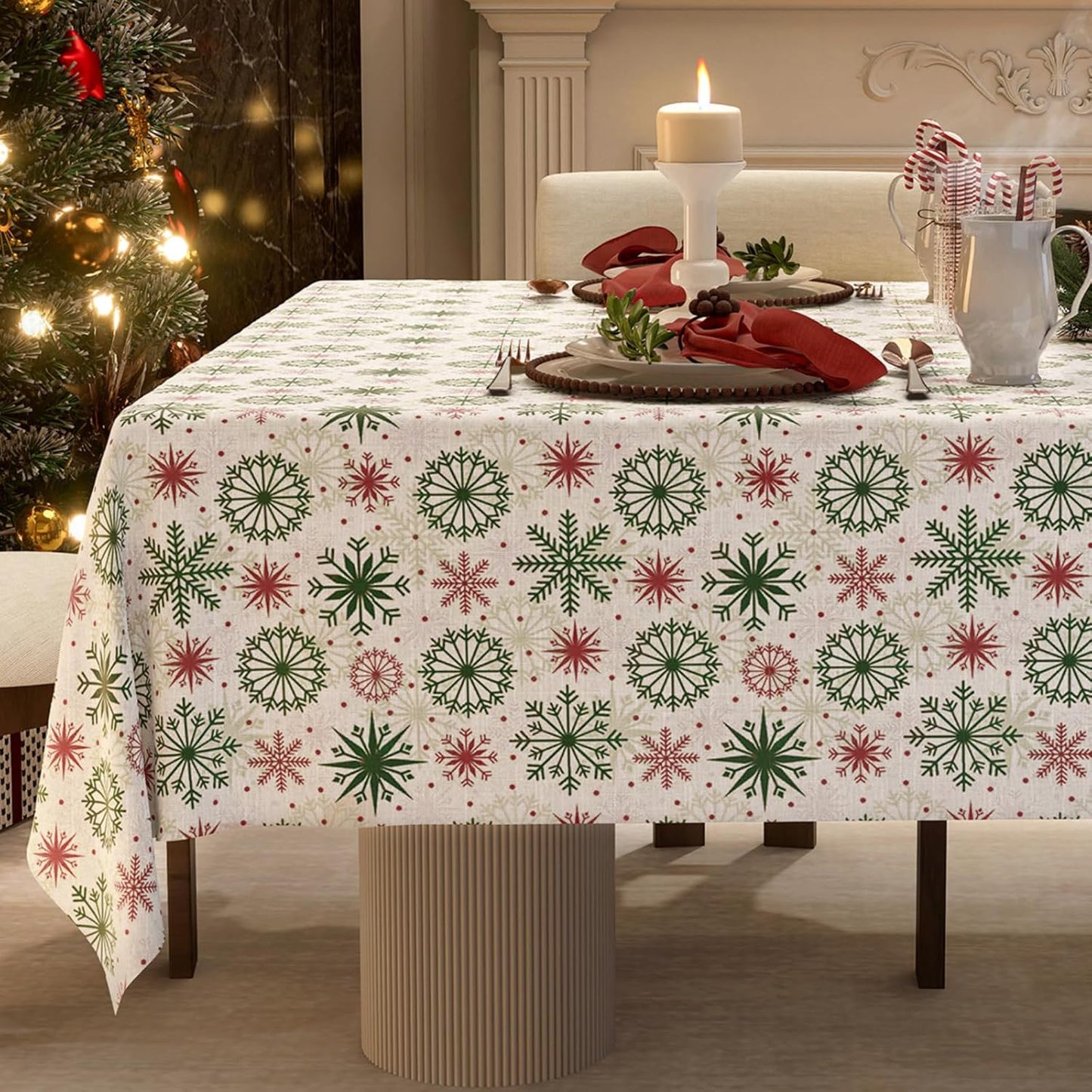 Christmas Tablecloth with Snowflake for Holiday Dining Decor