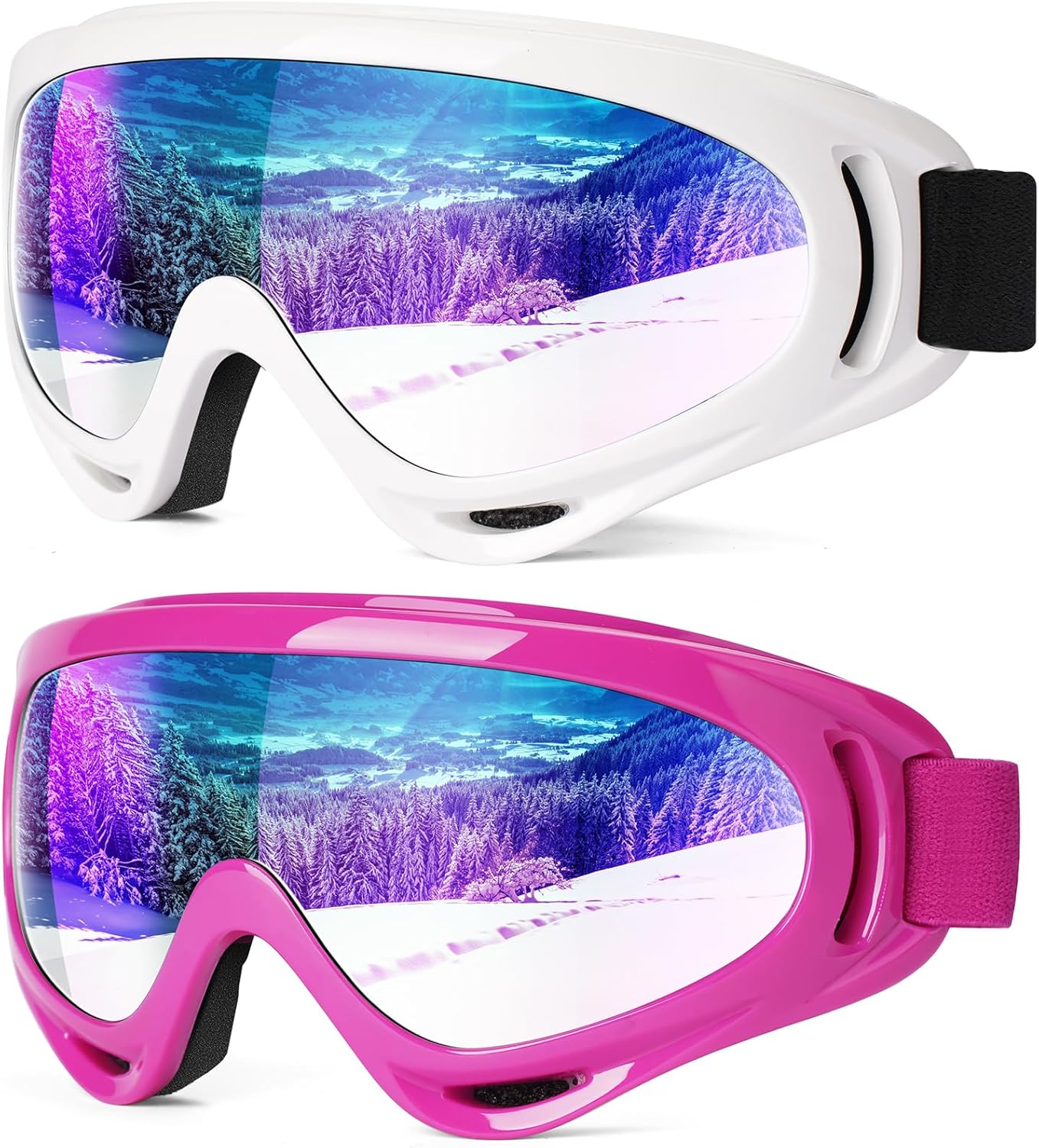 Braylin Snow Ski Goggles - 2 Pack for All Ages