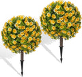 Fall Artificial Mum Topiary Ball with Spike Set of 2 - Lifelike