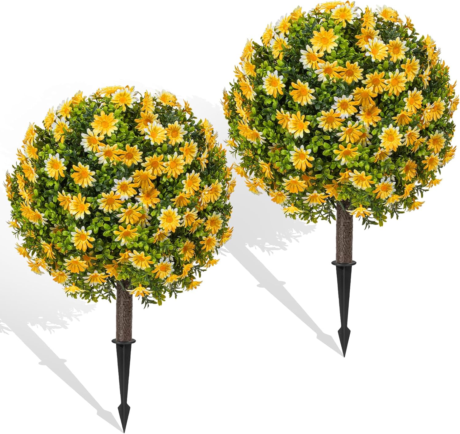 Fall Artificial Mum Topiary Ball Set of 2 for Outdoor Decor