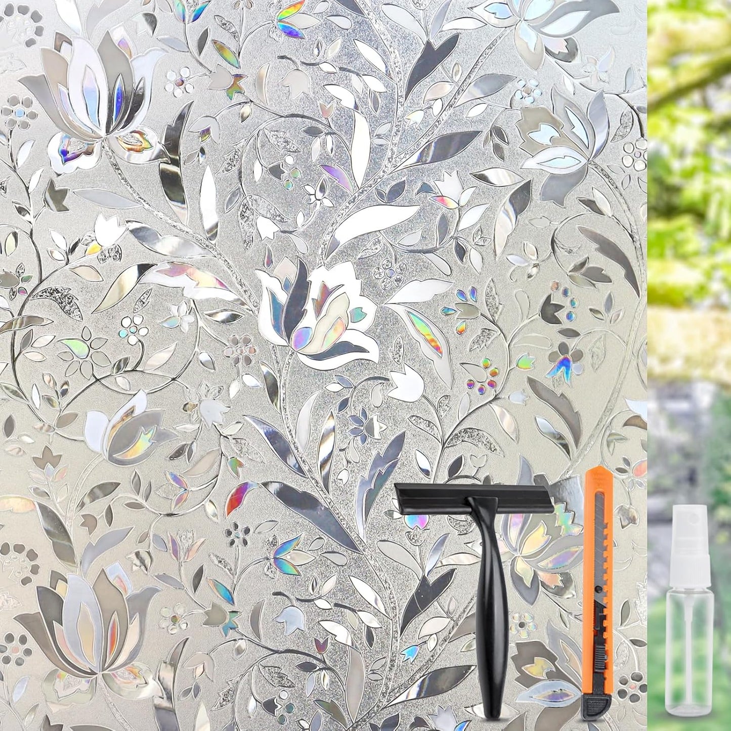 HIDBEA 3D Stained Glass Window Privacy Film for Home/Office