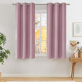 NICETOWN Short Faux Linen Pink Blackout Curtains for Home