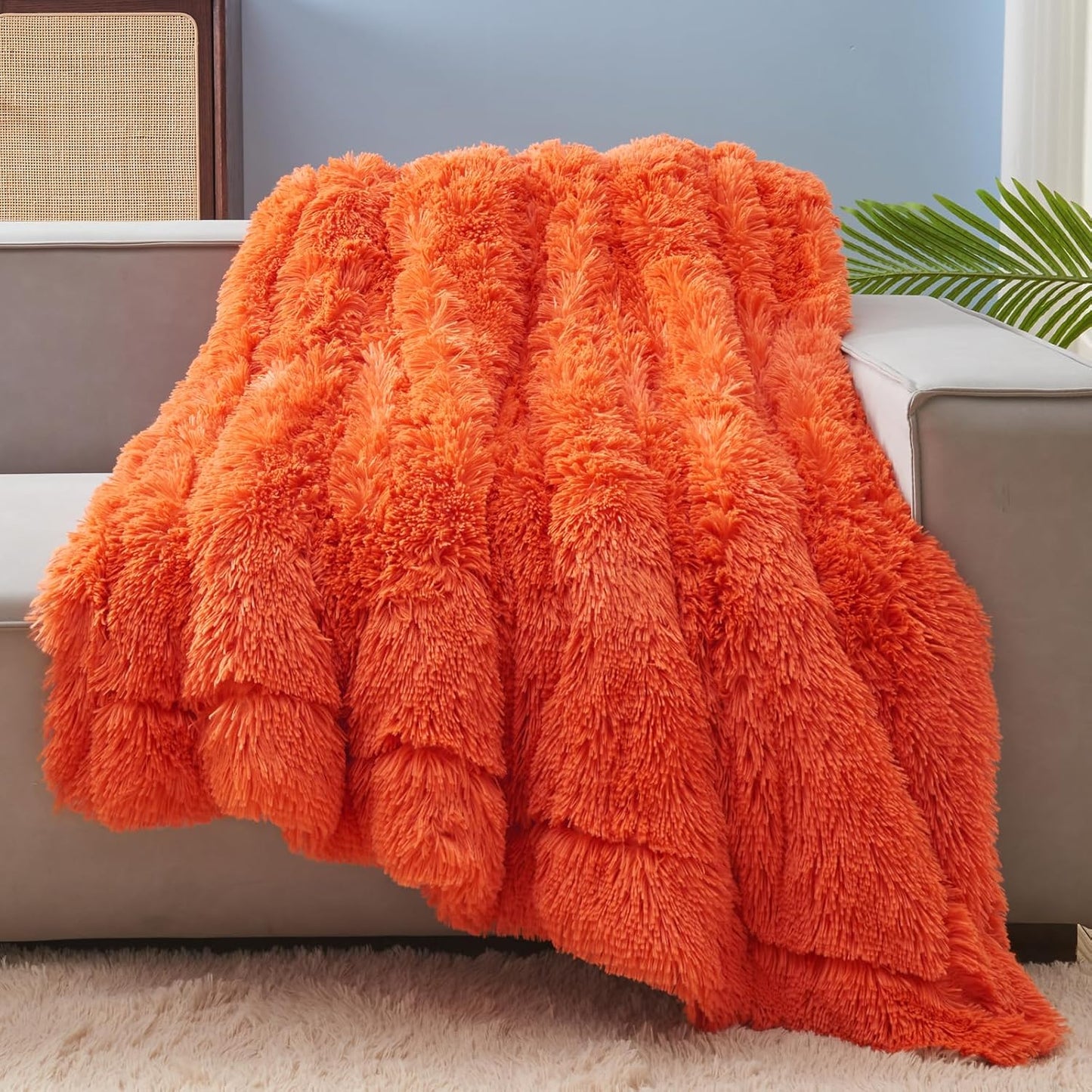 Fuzzy Faux Fur Throw Blanket Twin Size for Cozy Comfort