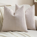 Beige Chenille Throw Pillow Covers 24x24 Set of 2 - Soft Textured