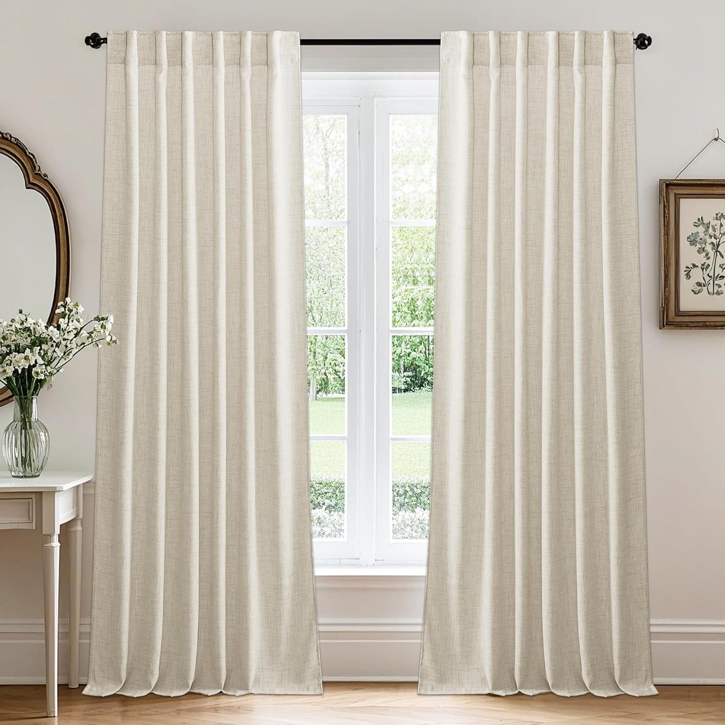 RYB HOME Linen Sheer Curtains for Living and Dining Rooms