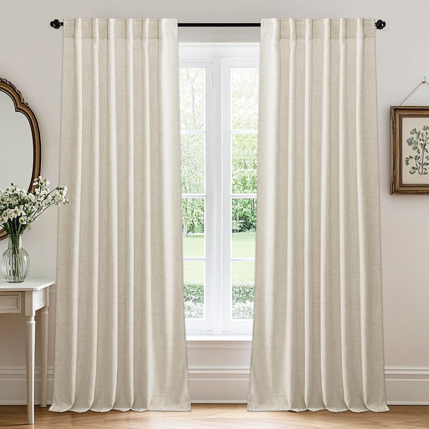 RYB HOME Linen Sheer Curtains for Living Room and Bedroom