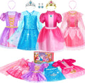 Pink Princess Dress Up Set for Girls Ages 3-6 - 4 Styles with Tiara