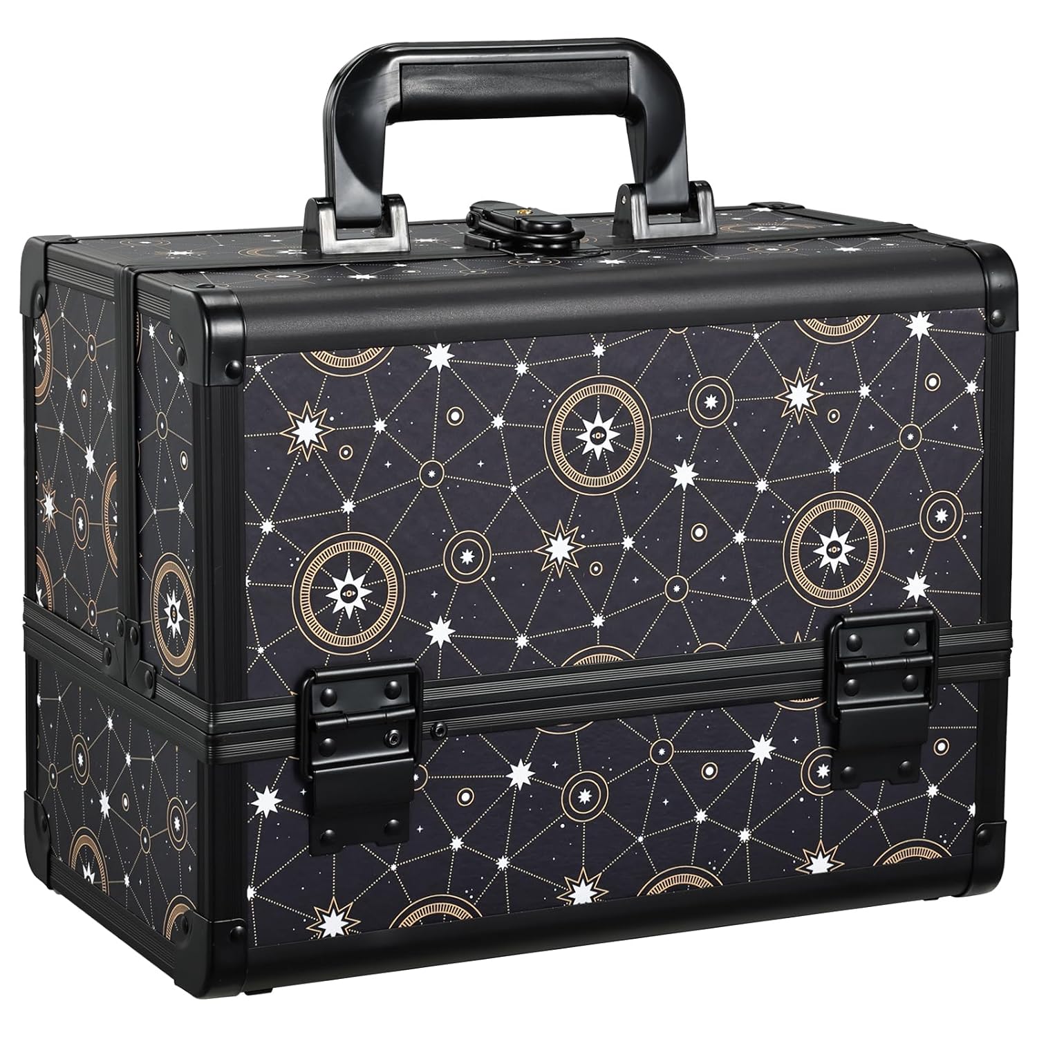 Joligrace 11.8 inch Makeup Train Case with Unique Galaxy Pattern
