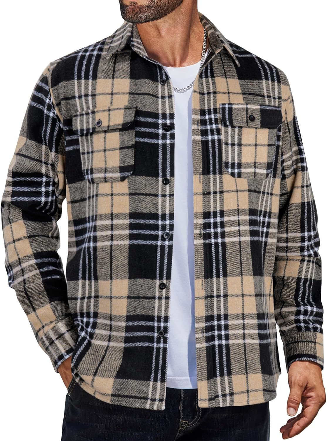 COOFANDY Mens Flannel Shirt Jacket for Stylish Casual Wear