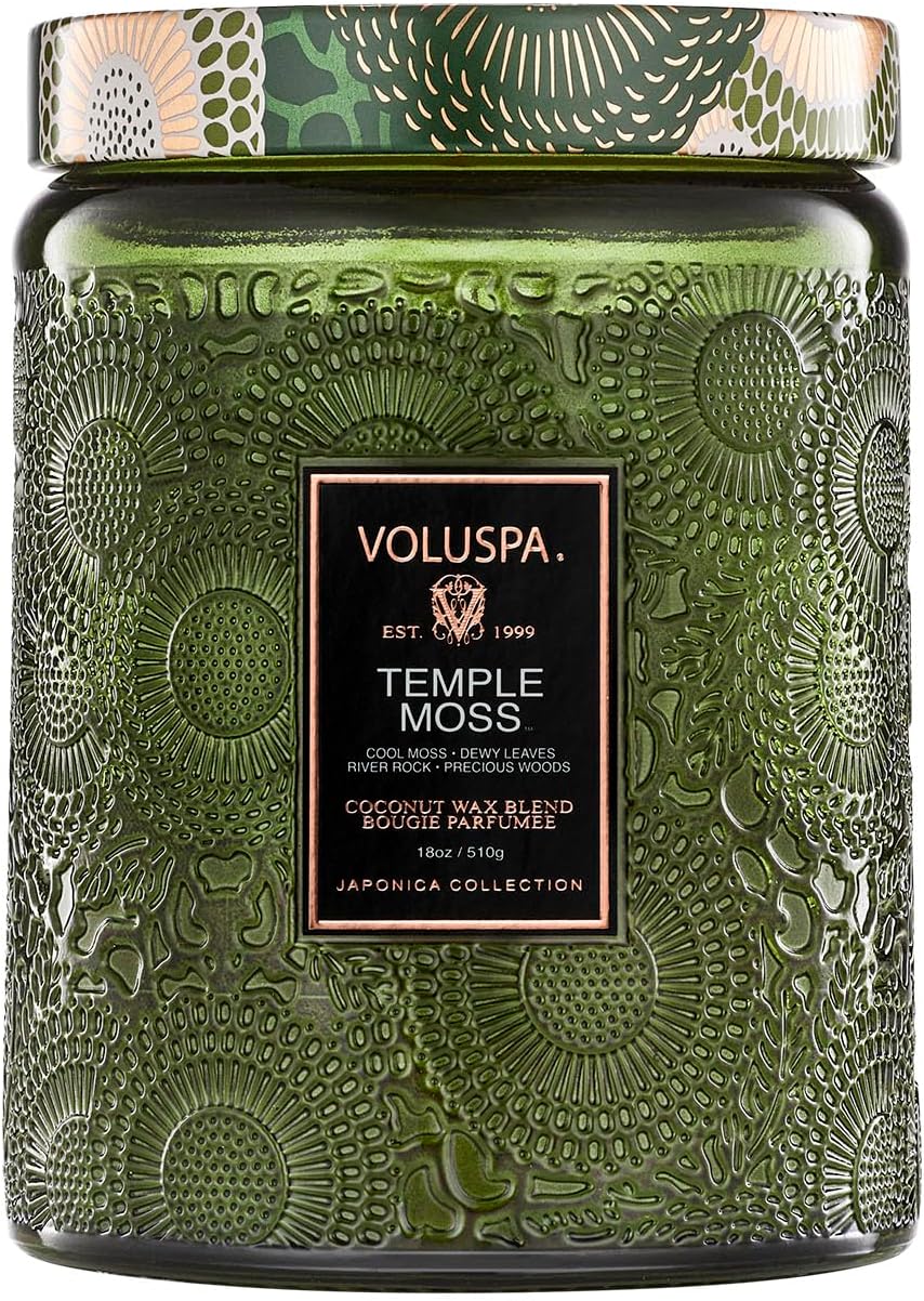 Voluspa Temple Moss Large Candle Jar for Home Fragrance Bliss