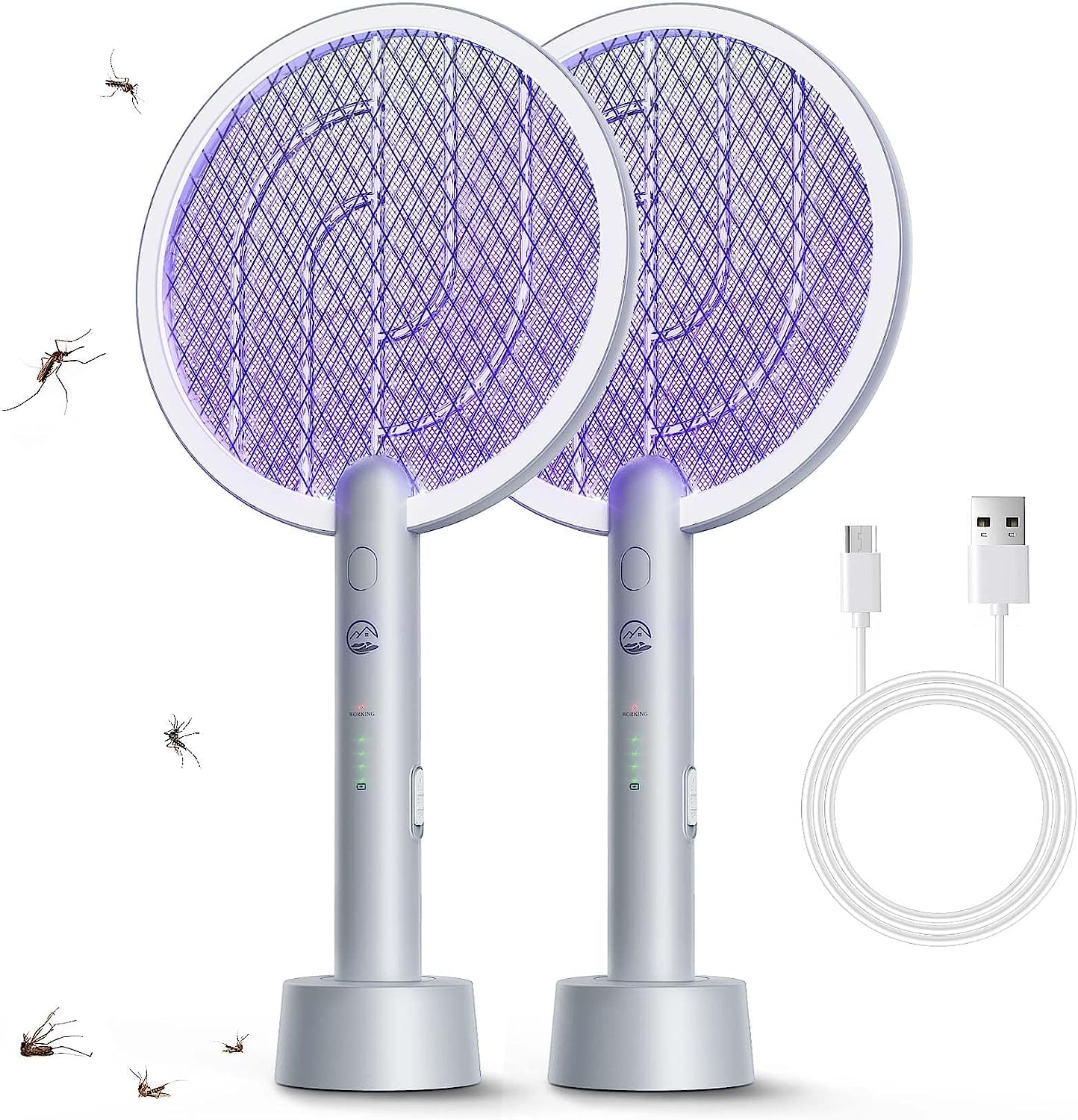 Electric Fly Swatter Racket 2 Pack for Effective Bug Control