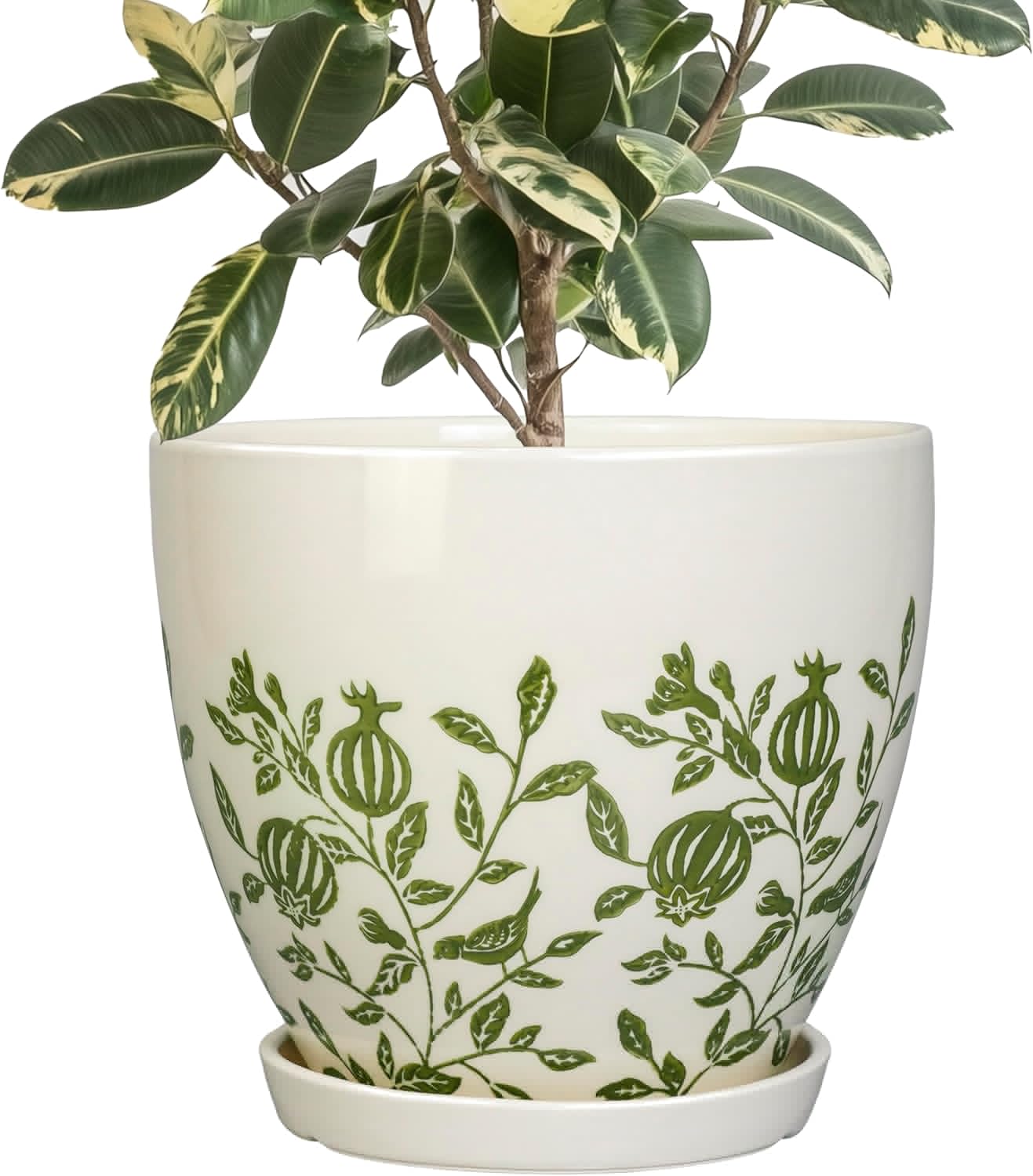 10 Inch Ceramic Plant Pot with Drainage Hole for Indoor Plants