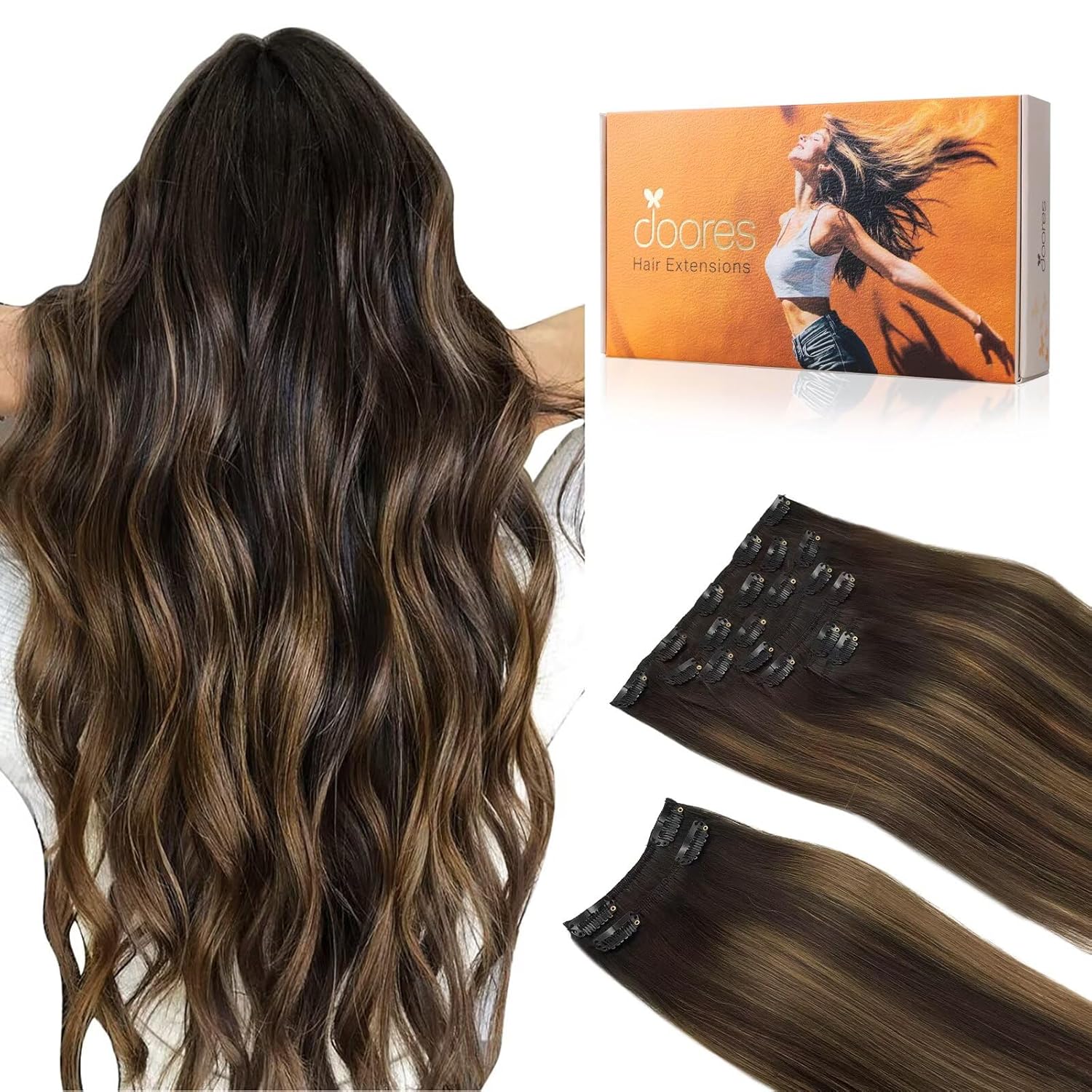 DOORES Hair Extensions Real Human Hair for Thick Natural Styles