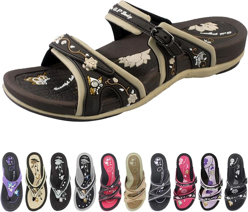 Gold Pigeon Comfort Walking Ergonomic Flip Flops for Women
