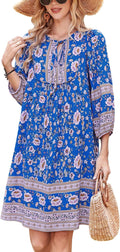 Women's Boho V Neck Floral Summer Dress - Flowy Babydoll Style