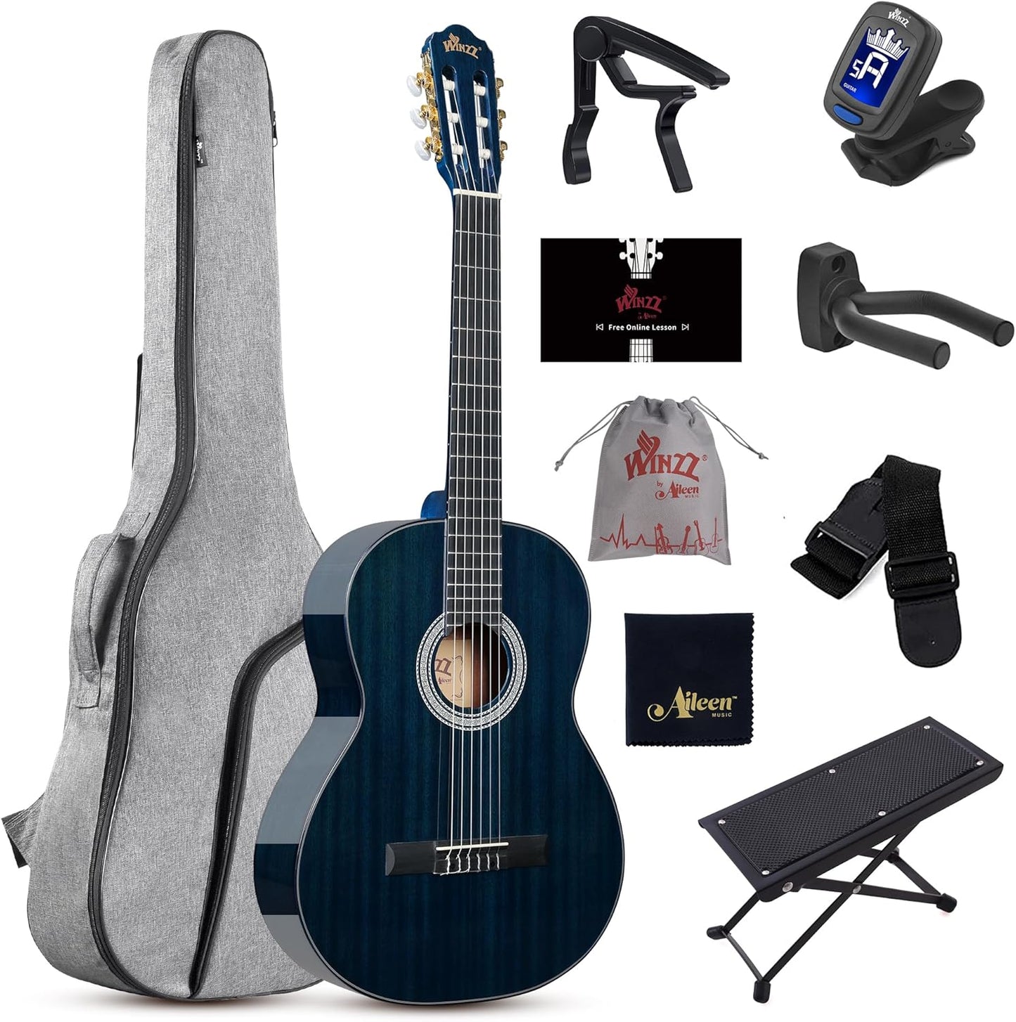 WINZZ 39 Inch Full Size Classical Guitar Kit for Beginners