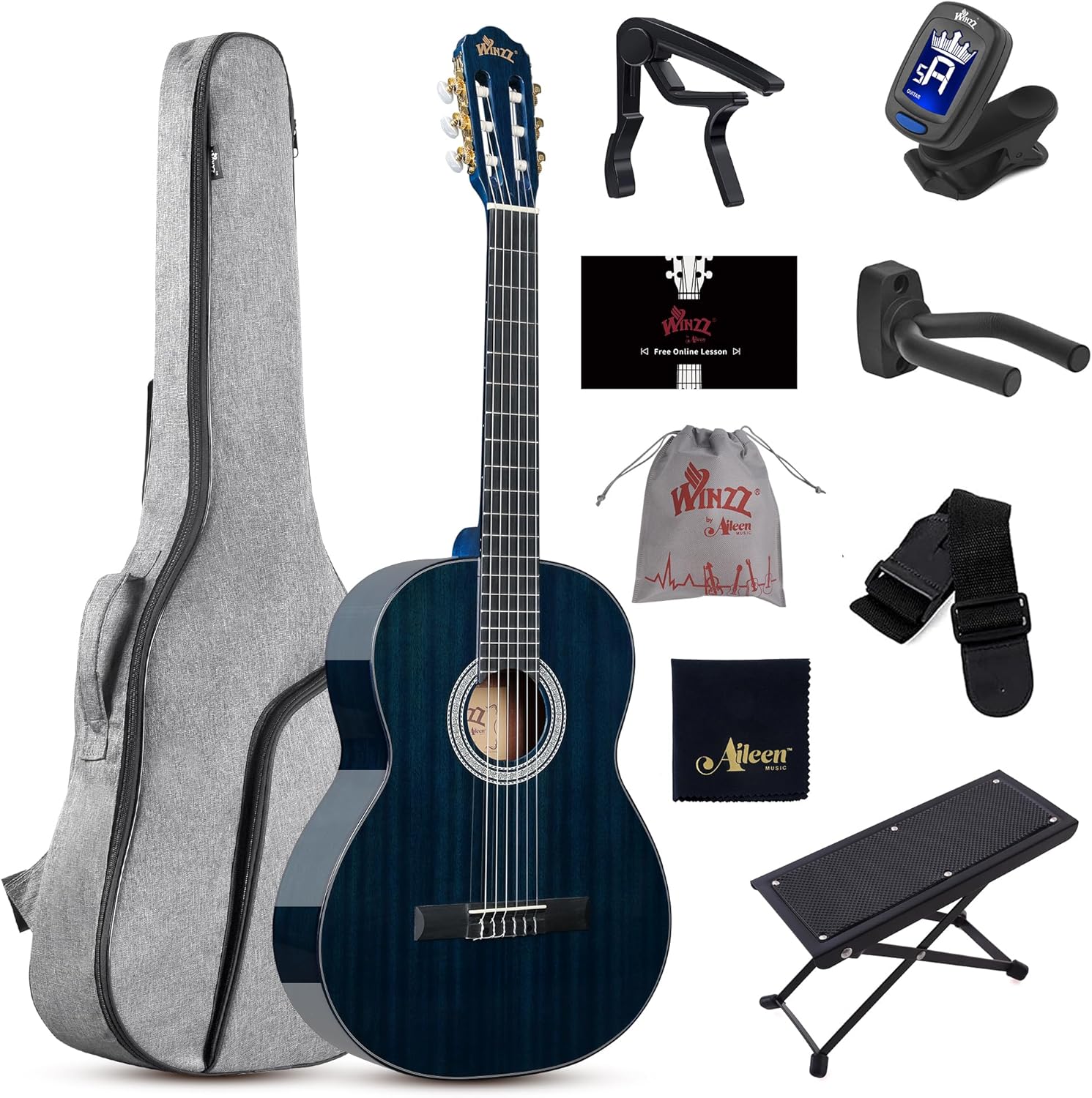 WINZZ 39 Inch Full Size Classical Guitar Kit for Beginners