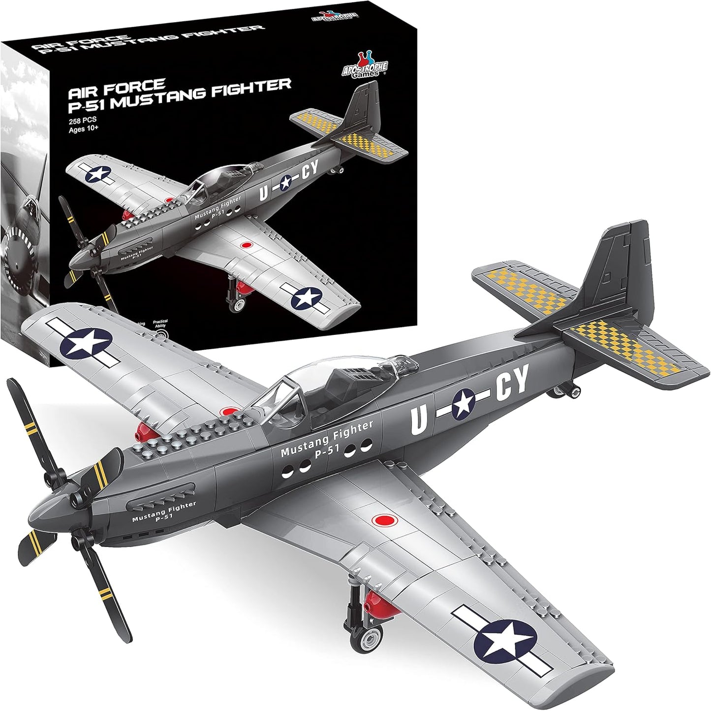 Apostrophe Games P-51 Mustang Fighter Plane Building Block Set