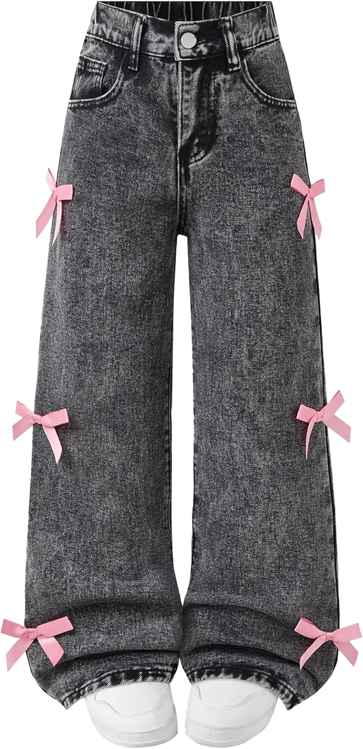 Baggy Jeans for Girls Wide Leg High Elastic Waisted Trendy Style