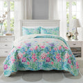 Travan Floral Quilt Set Queen - Ultra Soft All-Season Quilt