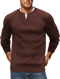 Men's Knit Henley Sweater Long Sleeve Button Down - Classic Cable Knit