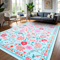 Area Rugs for Living Room 6x8 Blue Non-Slip Washable Boho Rug