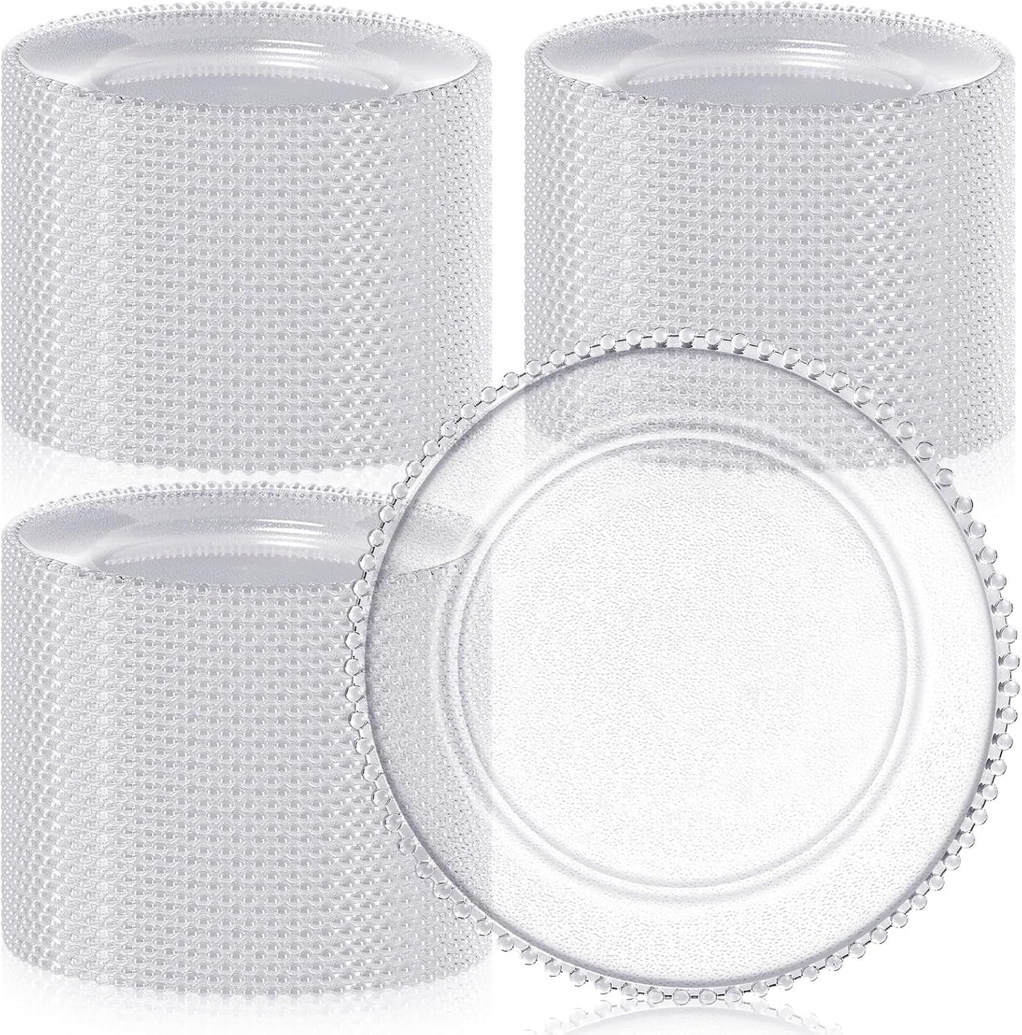 Hoolerry 100 Pack Clear Charger Plates for Elegant Events