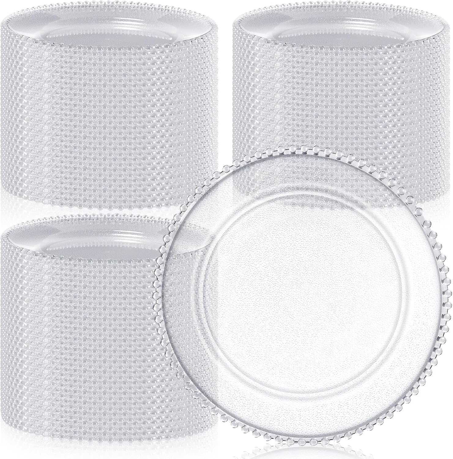 Hoolerry 100 Pack Clear Charger Plates for Elegant Events