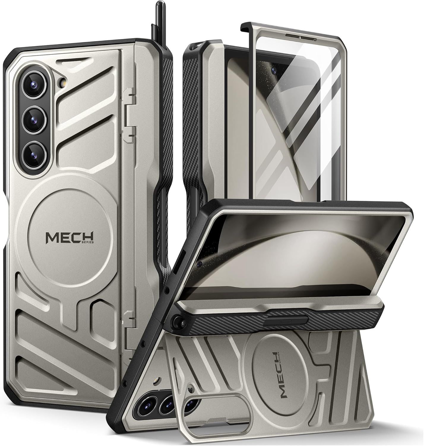 TONGATE Magnetic Case for Z Fold 5 with S Pen Holder & Stand