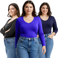 Emmalise Women's Vneck Long Sleeve Tshirt - Slim Fitted Essential