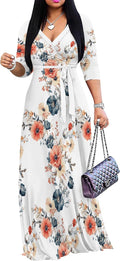 PinkPatty Women's Plus Size Maxi Dress 3/4 Sleeves - Bohemian Print
