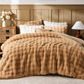 Lotus Karen Faux Fur Queen Comforter Set - Cozy Big Bubble Design