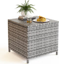 Outdoor Wicker Side Table with Storage - Compact 22 Gallon Patio