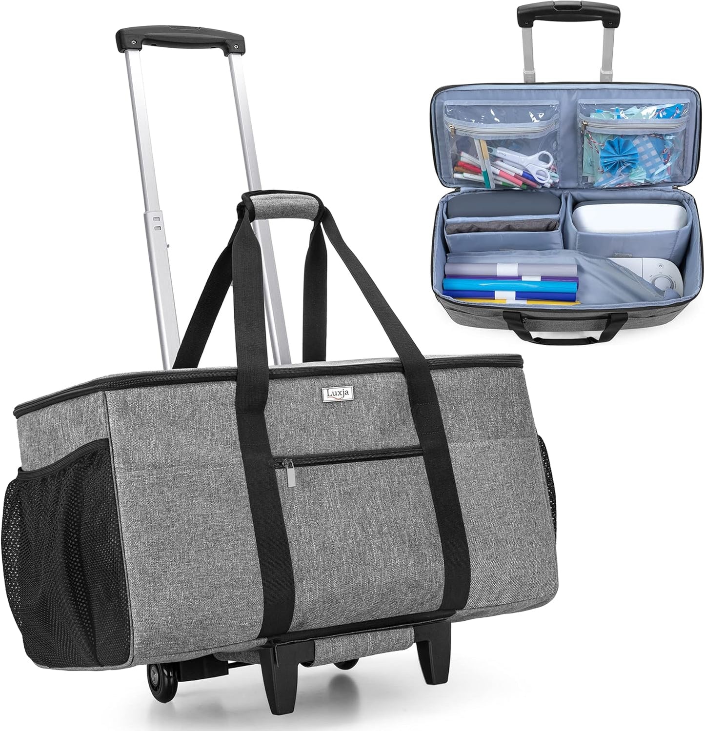 LUXJA Rolling Tote for Cricut Maker and Easy Press