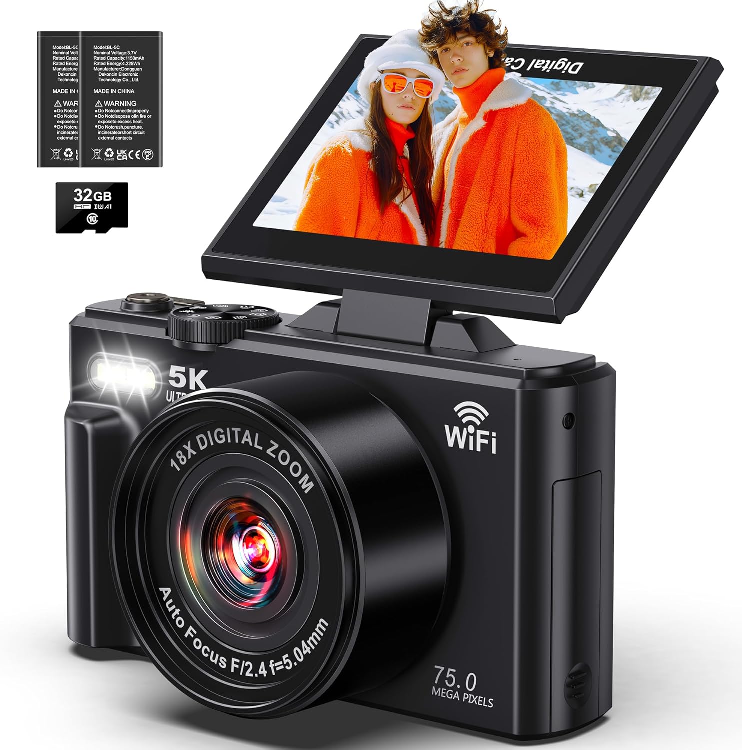 5K Digital Camera with 75MP for Stunning Photography and Vlogging